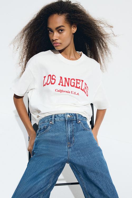 Oversized printed T-shirt - white/los angeles