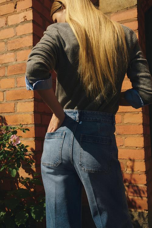 Wide high ankle jeans - denim blue