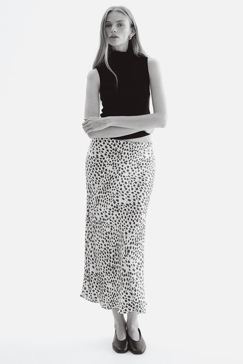 Midi skirt - light beige/leopard print 