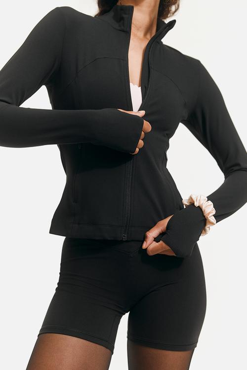 Zip-through sports jacket with softmove™ - black