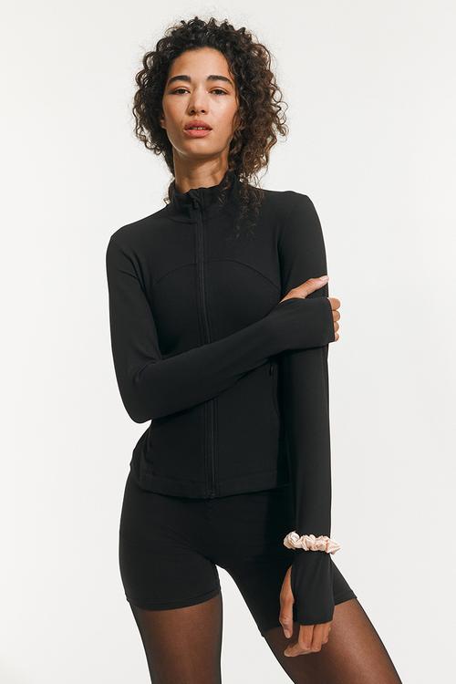 Zip-through sports jacket with softmove™ - black