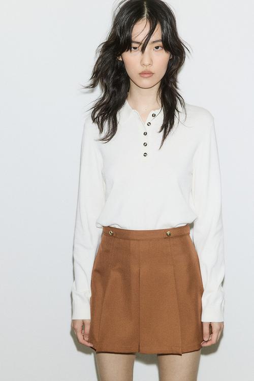 Pleated skort - brown