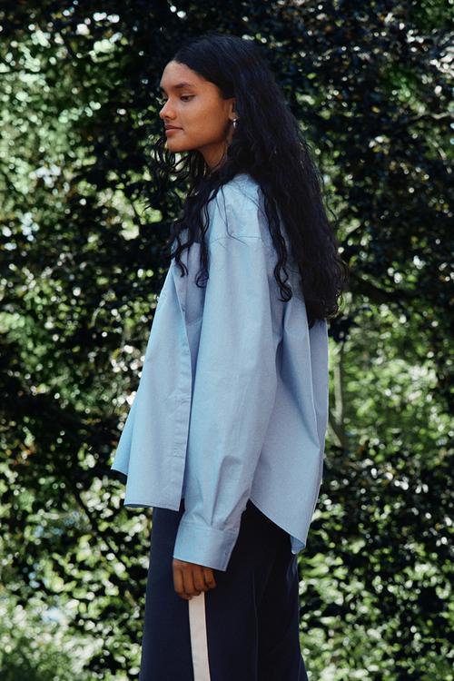 Oversized cotton shirt - blue
