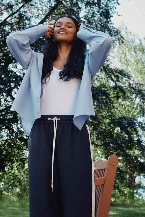 Oversized cotton shirt - blue