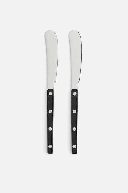 2 Pack stainless steel butter knives - black