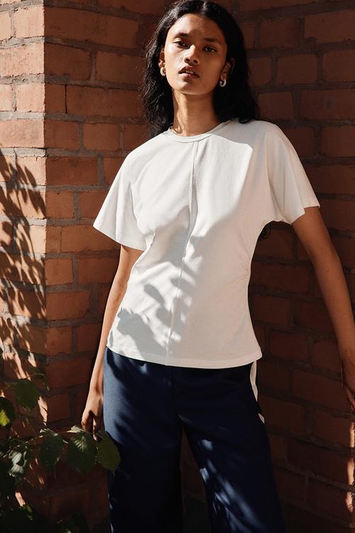 Ruched T-shirt - white 