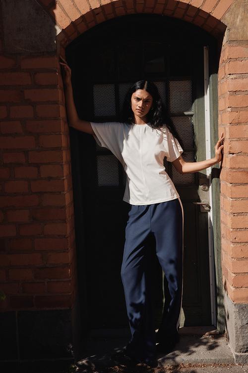 Ruched T-shirt - white 
