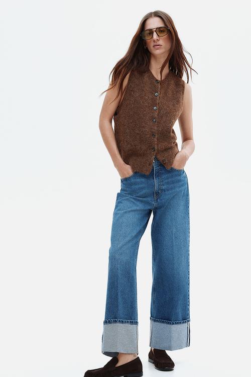 Wide high ankle jeans - denim blue