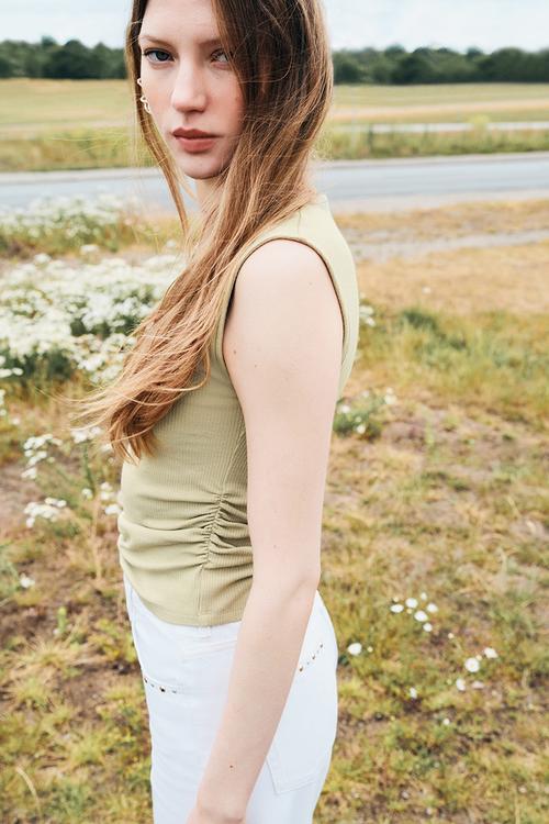 Draped vest top - light khaki green