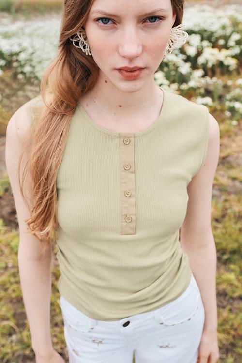 Draped vest top - light khaki green