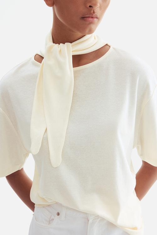 Scarf-collar top - cream