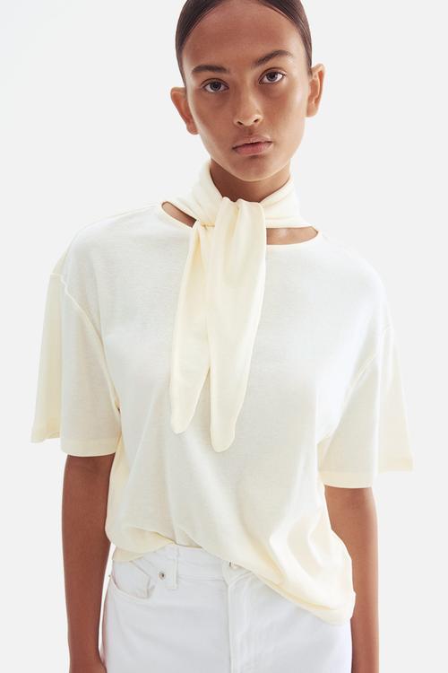 Scarf-collar top - cream