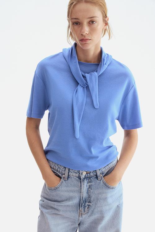 Scarf-collar top - blue