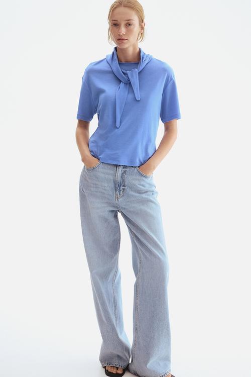 Scarf-collar top - blue