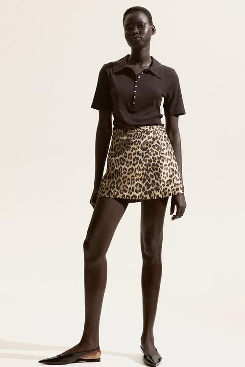 Wrap skort - beige/leopard print 