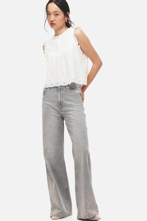 Frill-trimmed vest top - white
