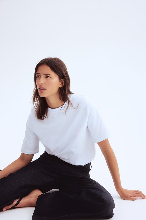 Shoulder-pad T-shirt - white