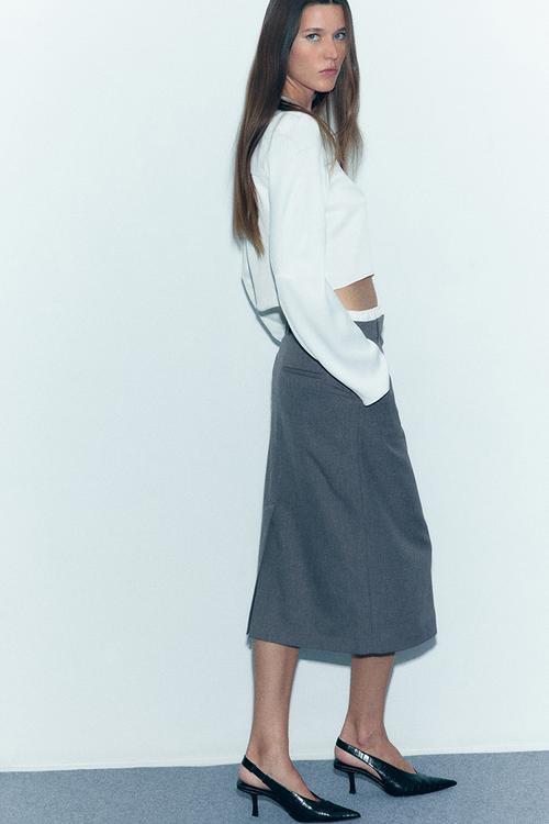 Double-waistband pencil skirt - grey