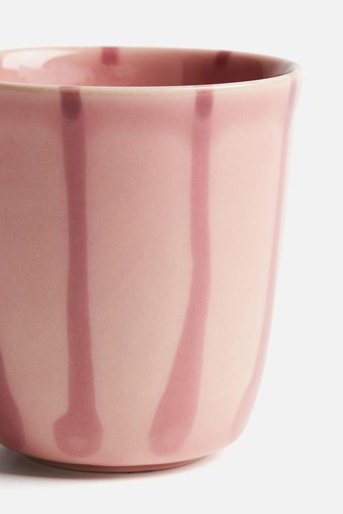 Drip-glazed stoneware mug - pink/patterned