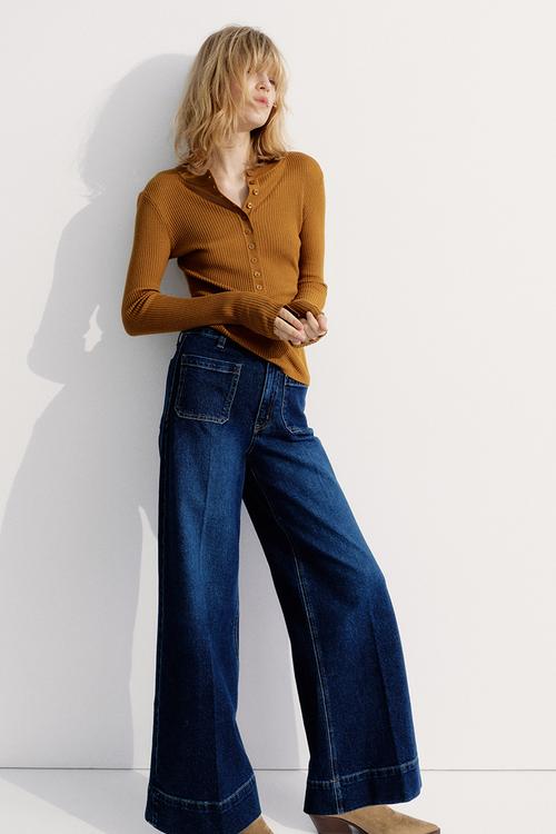 Rib-knit top - light brown