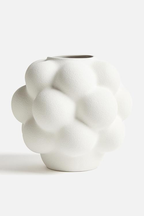 Bubbly stoneware vase - white