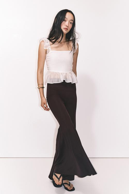 Flared trousers - burgundy