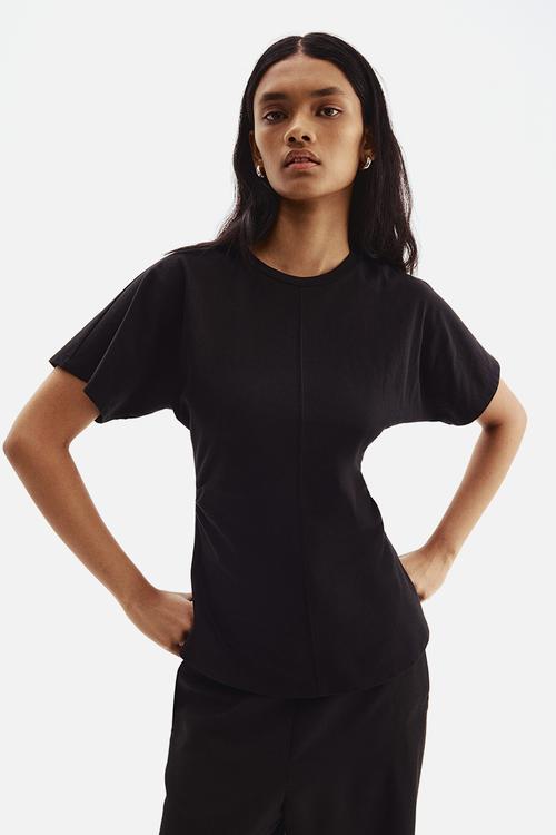 Ruched t-shirt - black