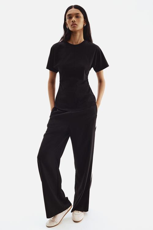 Ruched t-shirt - black