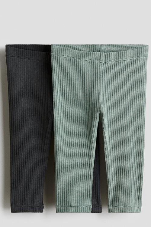 2 Pack leggings - light green/dark grey