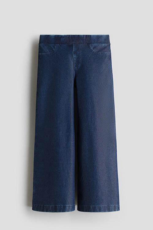 Wide denim-look trousers - dark denim blue