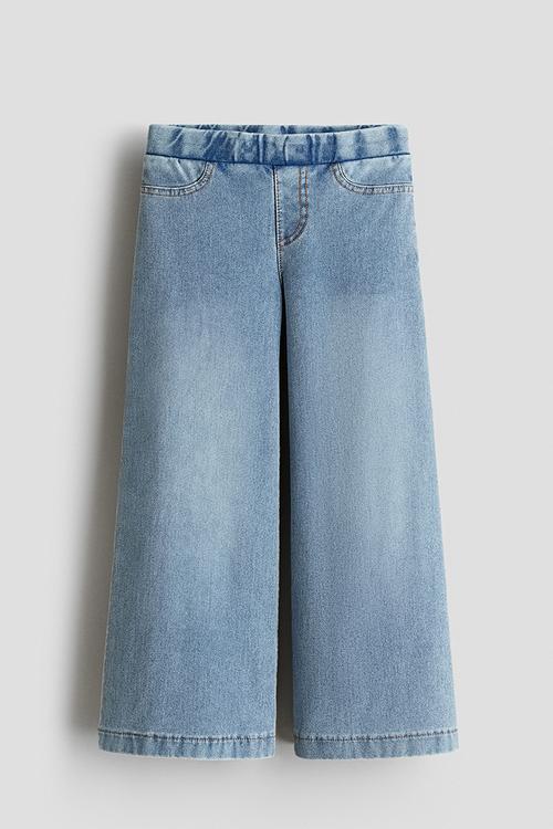 Wide denim-look trousers - light denim blue