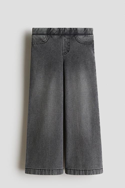 Wide denim-look trousers - denim grey
