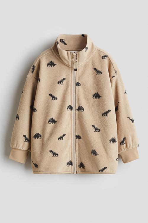 Fleece jacket - beige dinosaurs