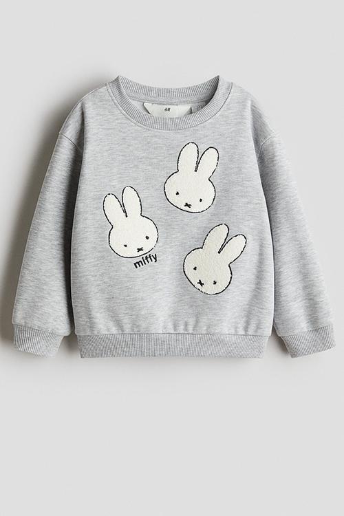 Motif-detail sweatshirt - grey marl miffy