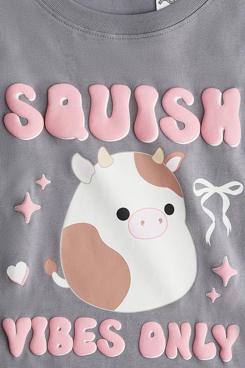 Printed cotton t-shirt - grey/squishmallows