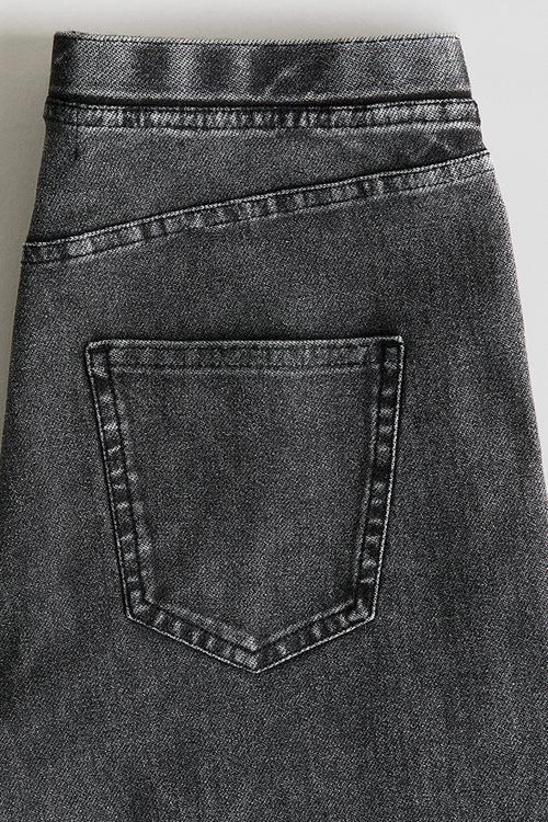 Wide denim-look trousers - black