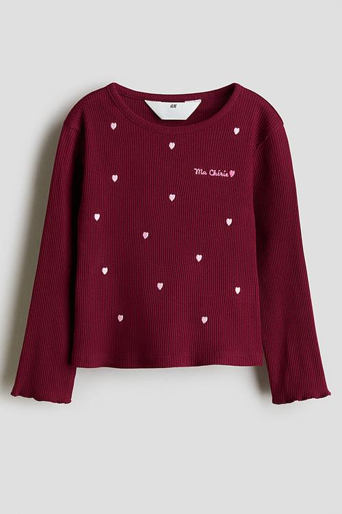Embroidery-detail cotton top - red,multi