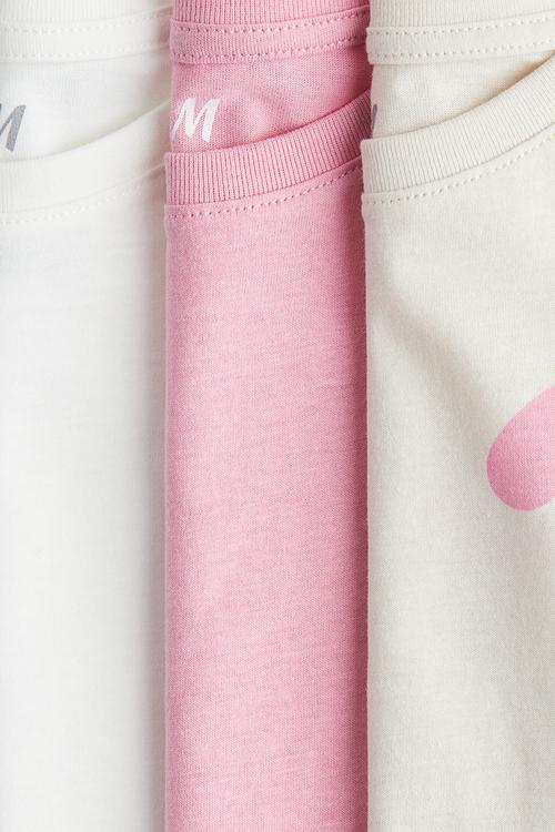 3-Pack cotton tops - pink/hearts