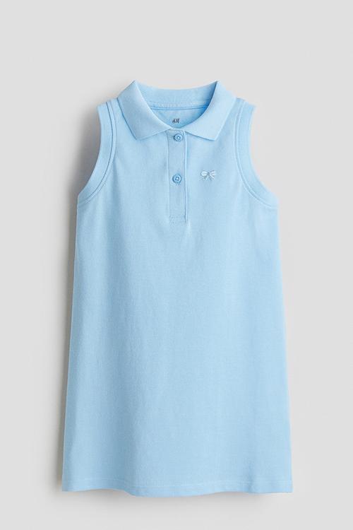 A-line piqué dress - light blue