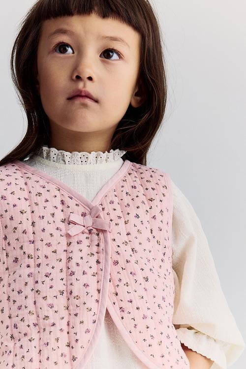Quilted muslin waistcoat - pink,multi
