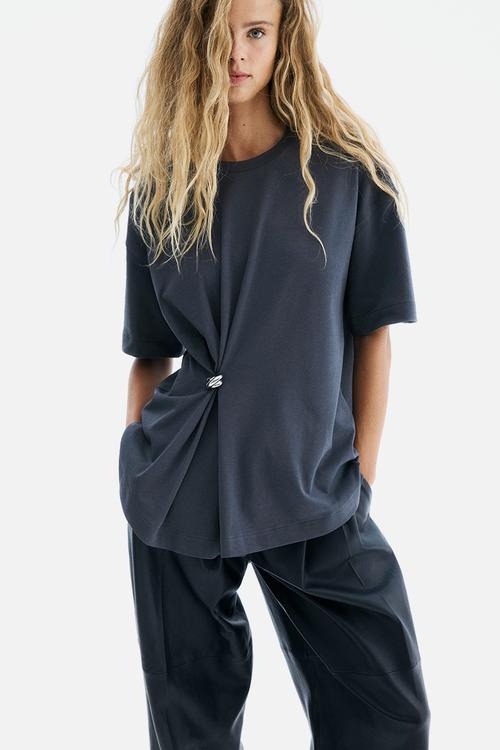 Metal-detail t-shirt - dark grey
