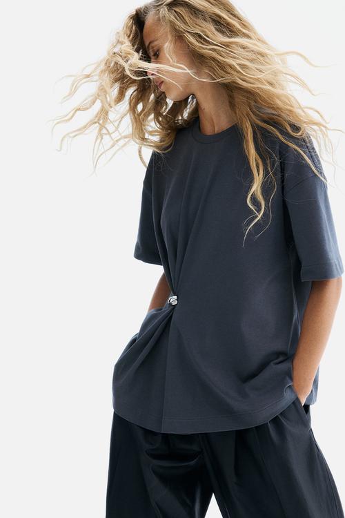 Metal-detail t-shirt - dark grey