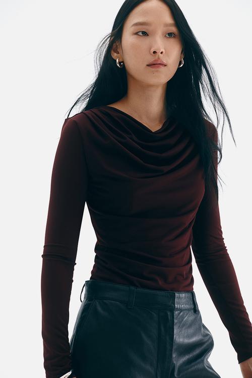Cowl-neck top - burgundy 