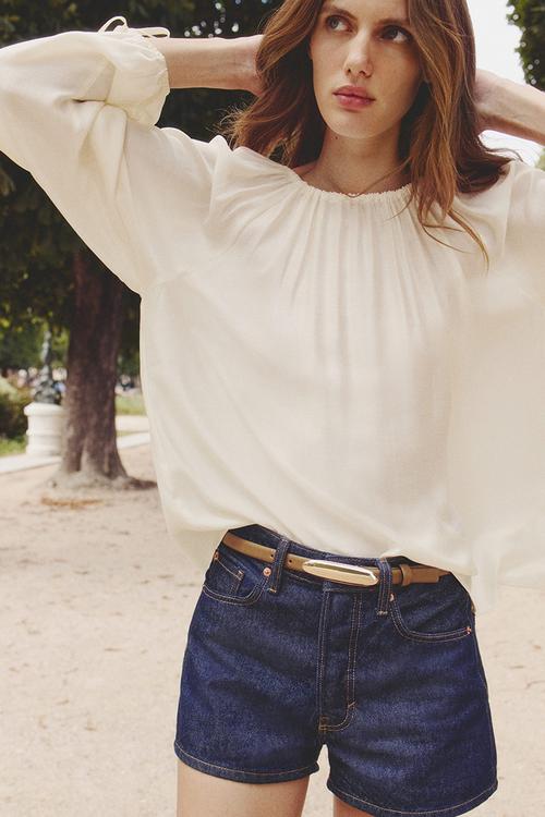 Drawstring-detail blouse - cream