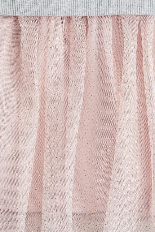 Tulle-skirt sweatshirt dress - light grey marl/rainbow 