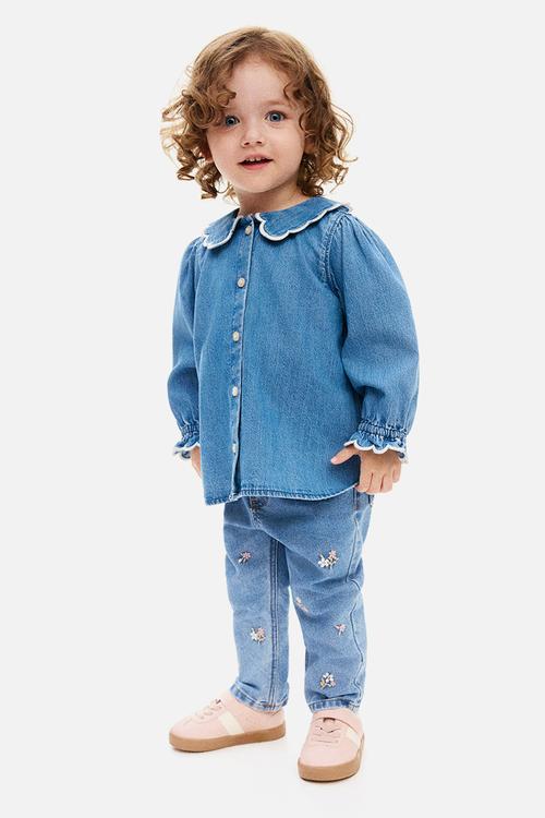 Embroidery-detail jeans - denim blue 