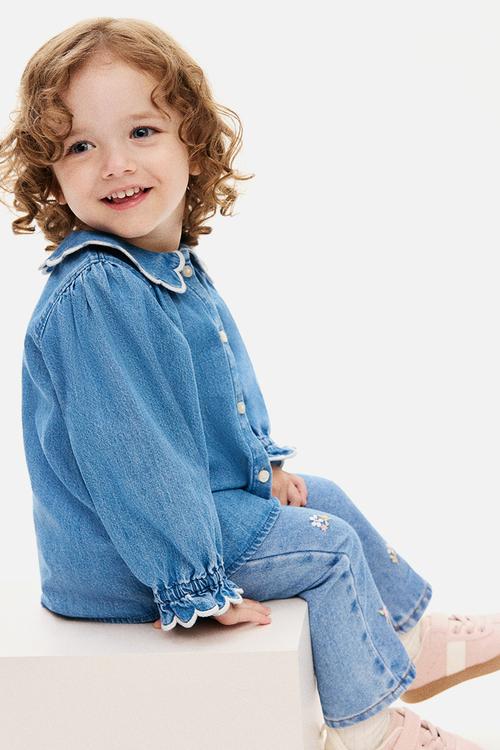 Embroidery-detail jeans - denim blue 