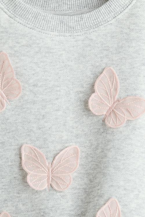 Sweatshirt - light grey marl/butterflies