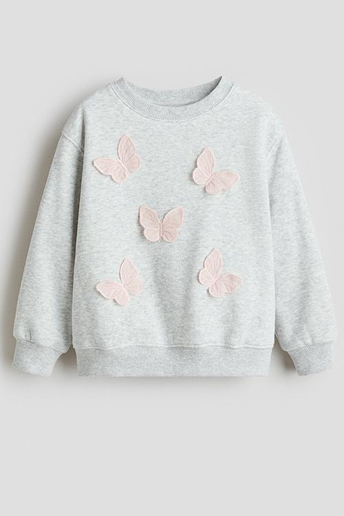 Sweatshirt - light grey marl/butterflies
