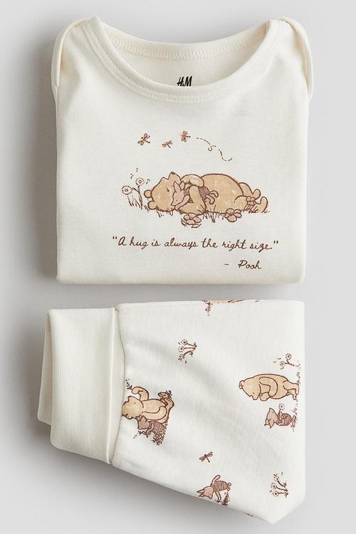 2-Piece printed cotton set - white/winnie the pooh 